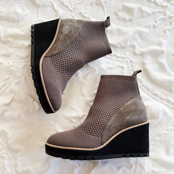 Eileen Fisher Quill Platform Wedge Bootie Size 6.5 New - Picture 2 of 9